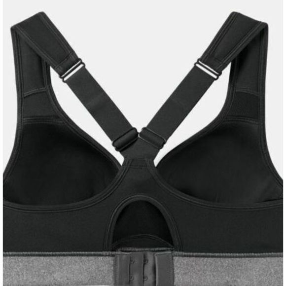 Under Armour 1313285 020 Womens Sz 36D Heather Gray/Black High Impact Sports Bra - Picture 2 of 4